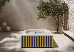 JACUZZI® E NODO ITALIA presentanola vasca SKYLOUNGE® rivestita in tessuto.